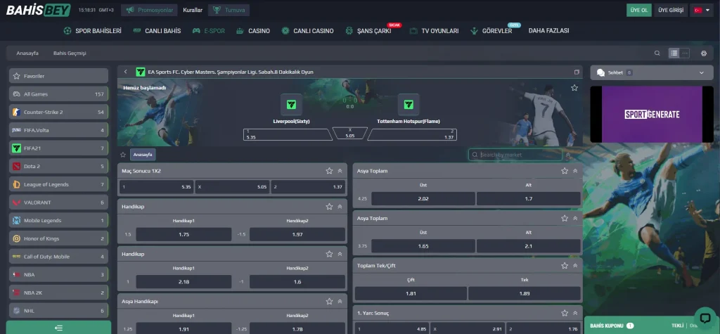 Bahisbey E-Spor Bahis Oranları ve Rehberi